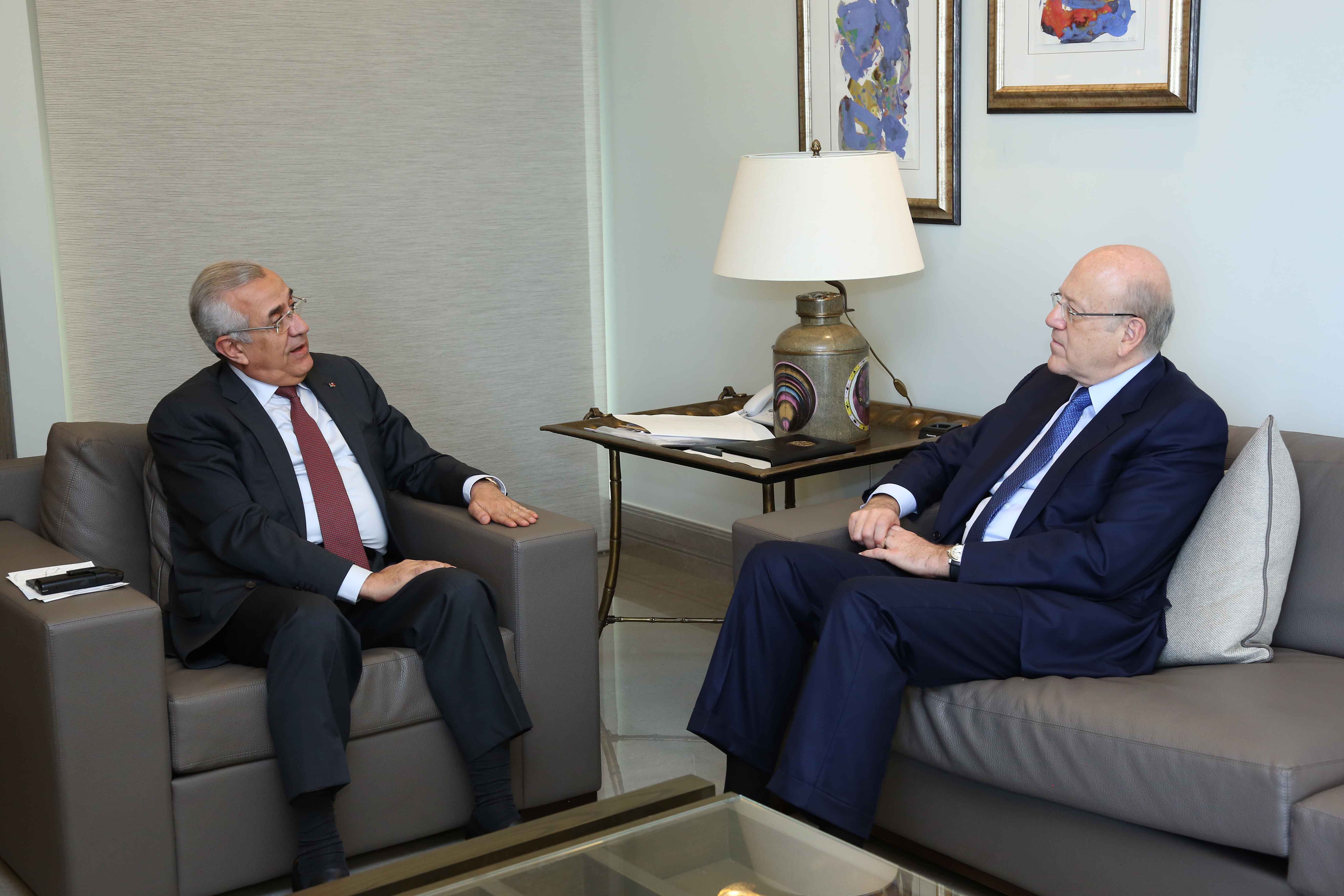 Former President Michel Sleiman Meets Former Pr Minister Najib Mikati